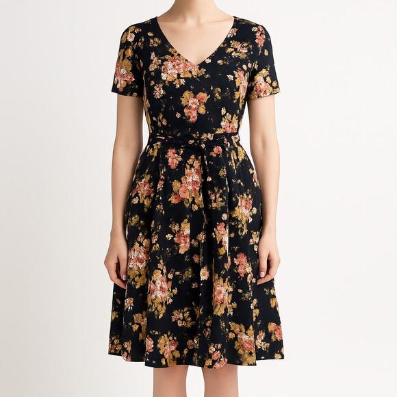 ModCloth Fit & Flare Dress Retro Floral Belted XS - Picture 14 of 14